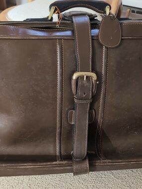 Gucci Brown Leather Travel Duffel with Brass Buckle